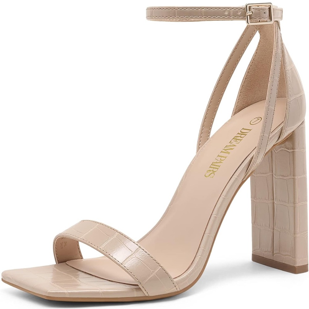 Nude colored strappy heel